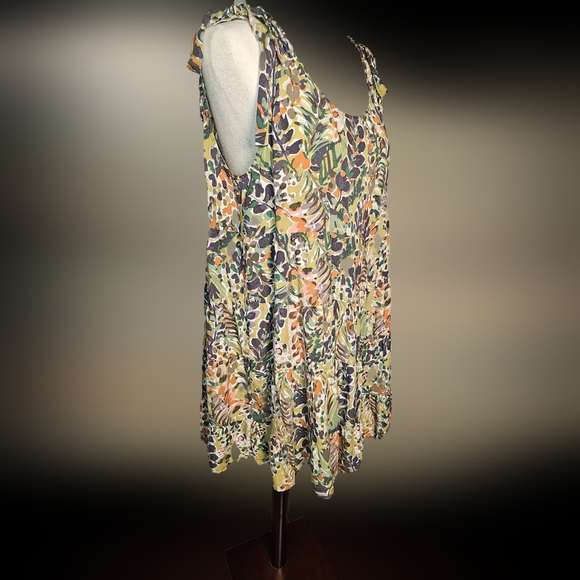 Jodifl Rayon Floral Sleeveless Tiered Print Dress Babydoll Size Large - Picture 2 of 14